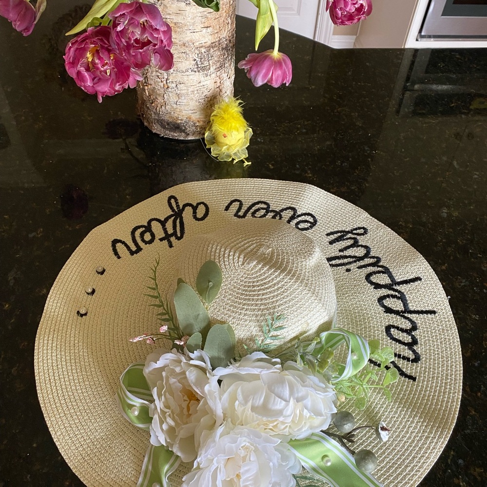Elegant Cream Party Hat with Floral Accents bride wedding honeymoon